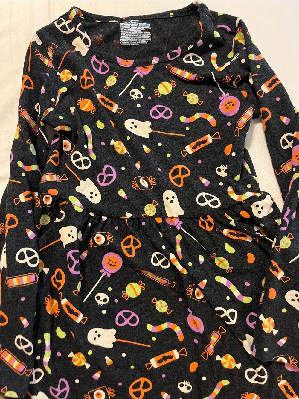 Cat & Jack Black Halloween Ghost & Candy Print long sleeve dress size 6